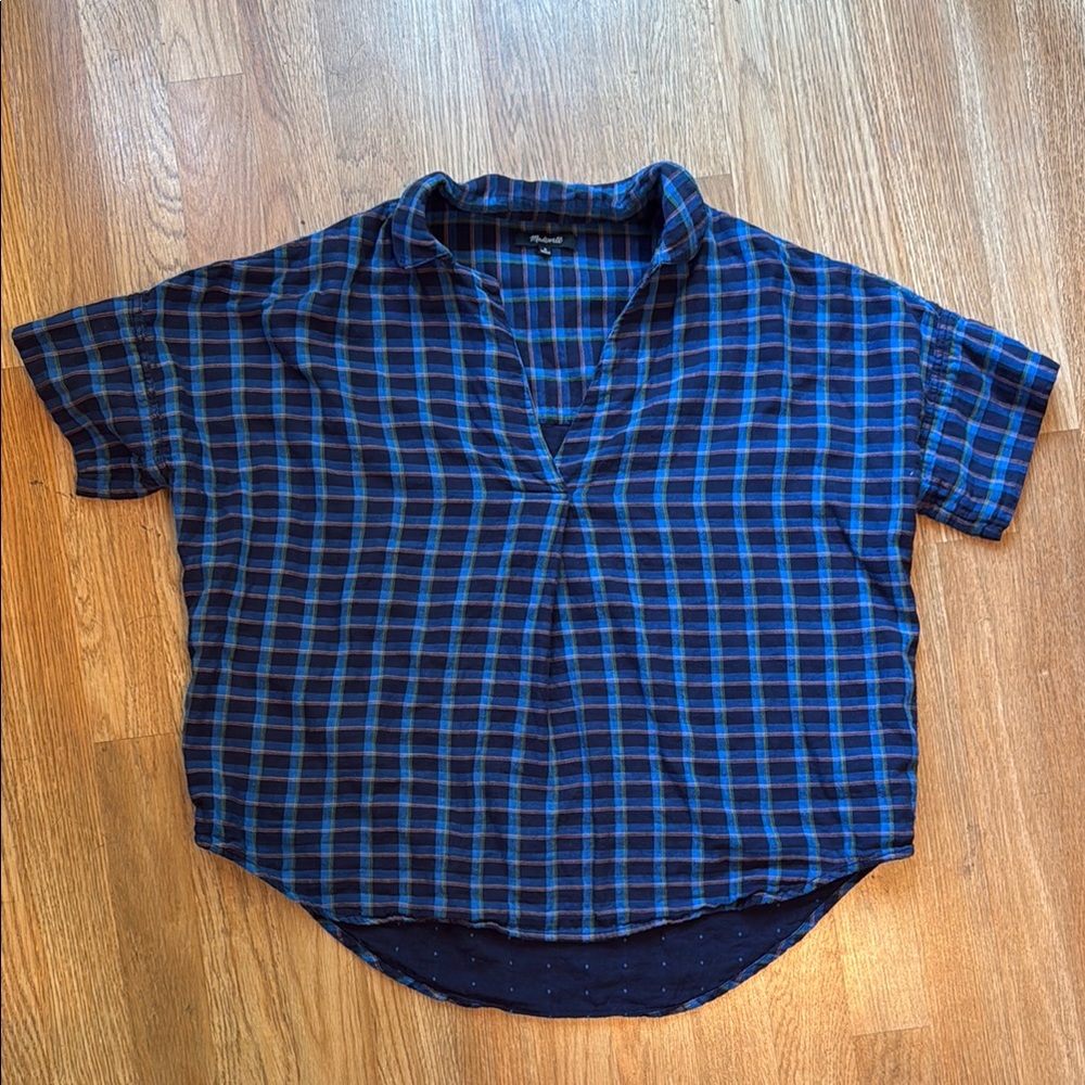 Madewell Blue Plaid Blouse